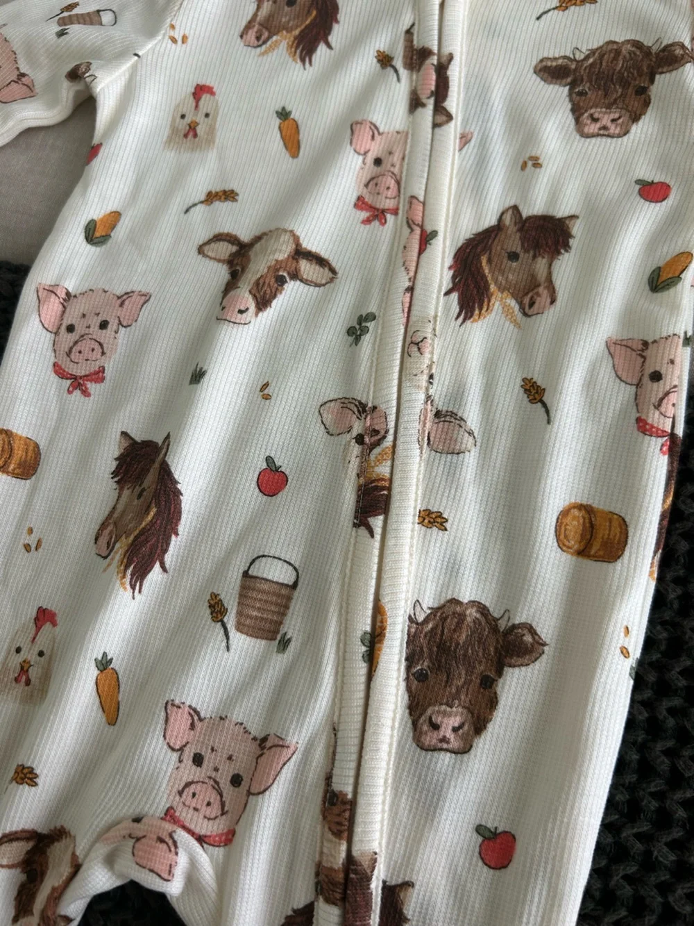 NWT Angel Dear farm animal print ribbed footie pajamas